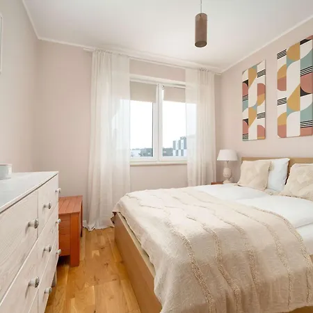 Spacious In With A Desk For Remote Work And A Balcony By Renters Apartment Wroclaw